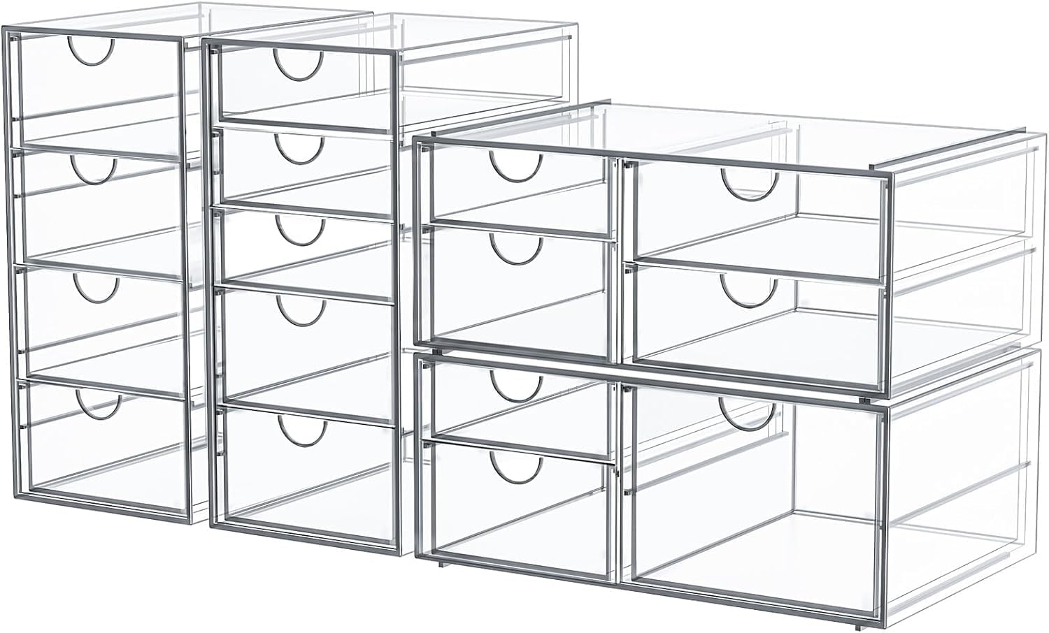 caktraie Acrylic16-Drawer Storage & Makeup Organizer for Desk