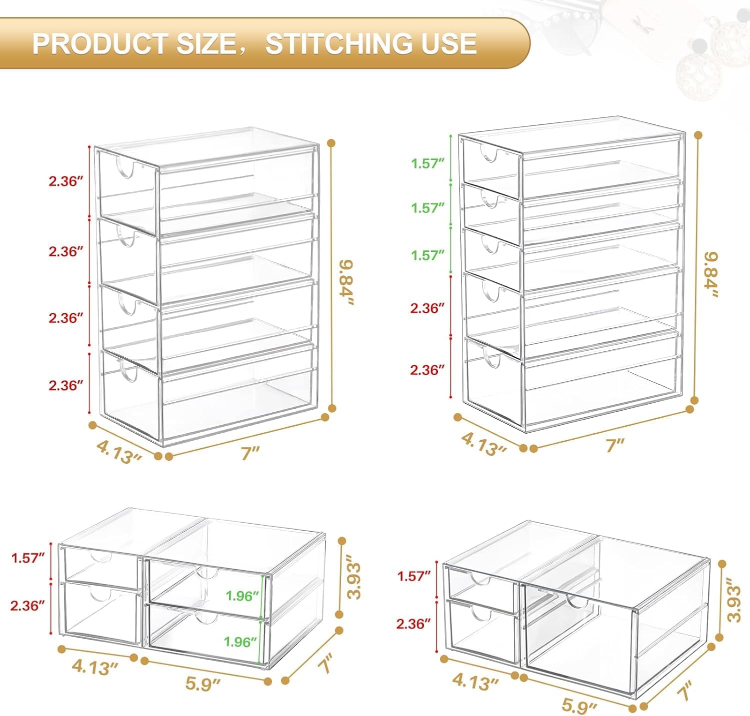 caktraie Acrylic16-Drawer Storage & Makeup Organizer for Desk - Image 2