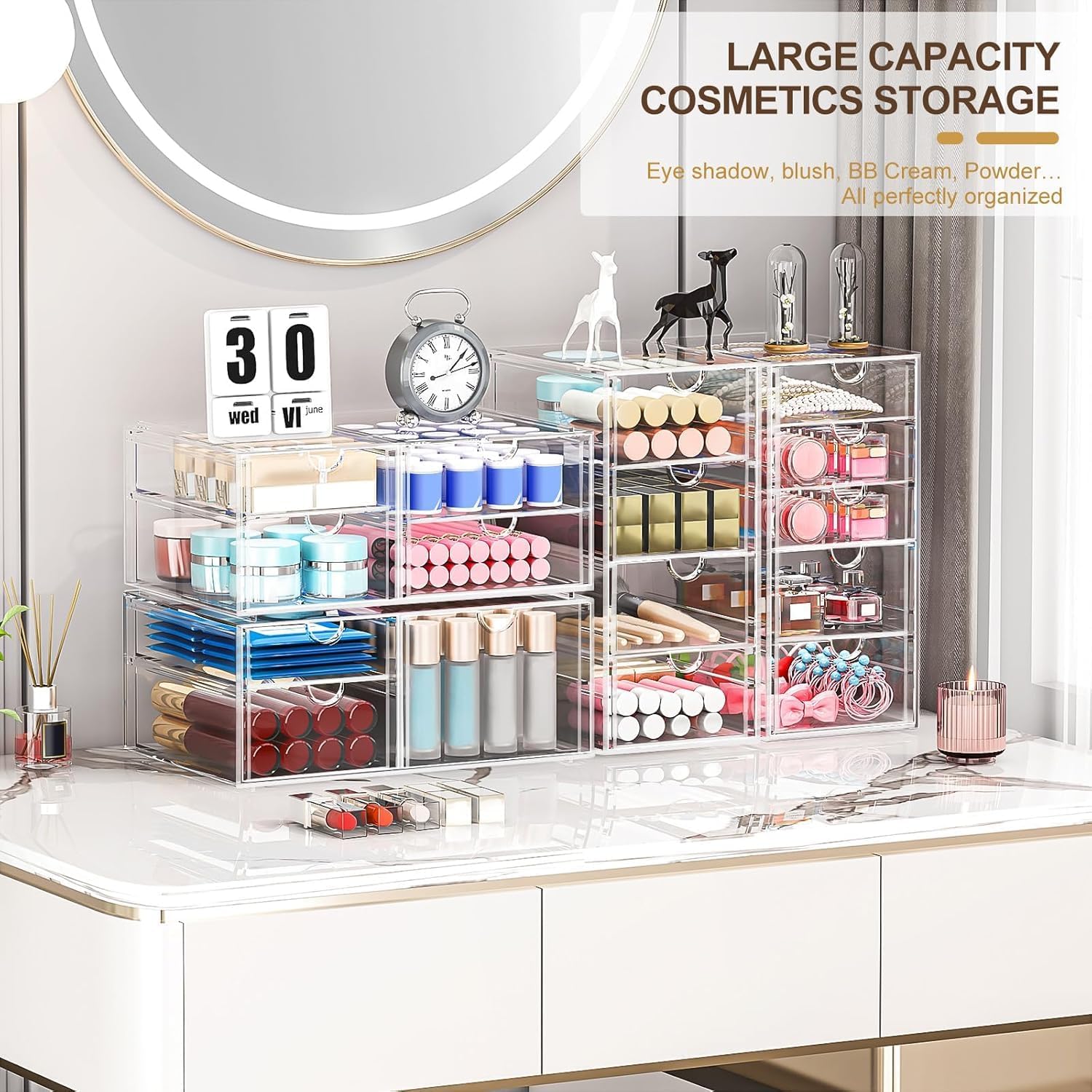 caktraie Acrylic16-Drawer Storage & Makeup Organizer for Desk - Image 3