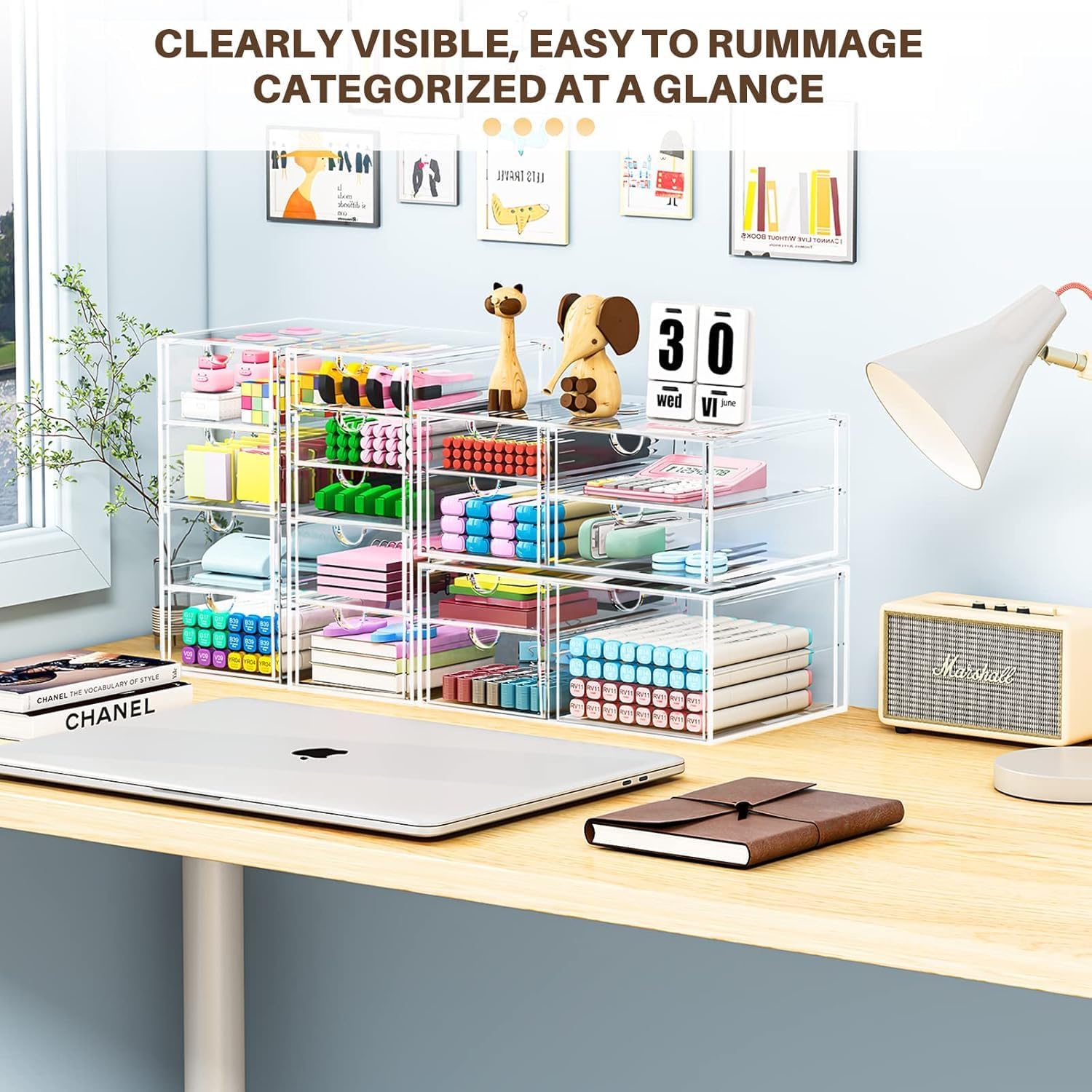 caktraie Acrylic16-Drawer Storage & Makeup Organizer for Desk - Image 4