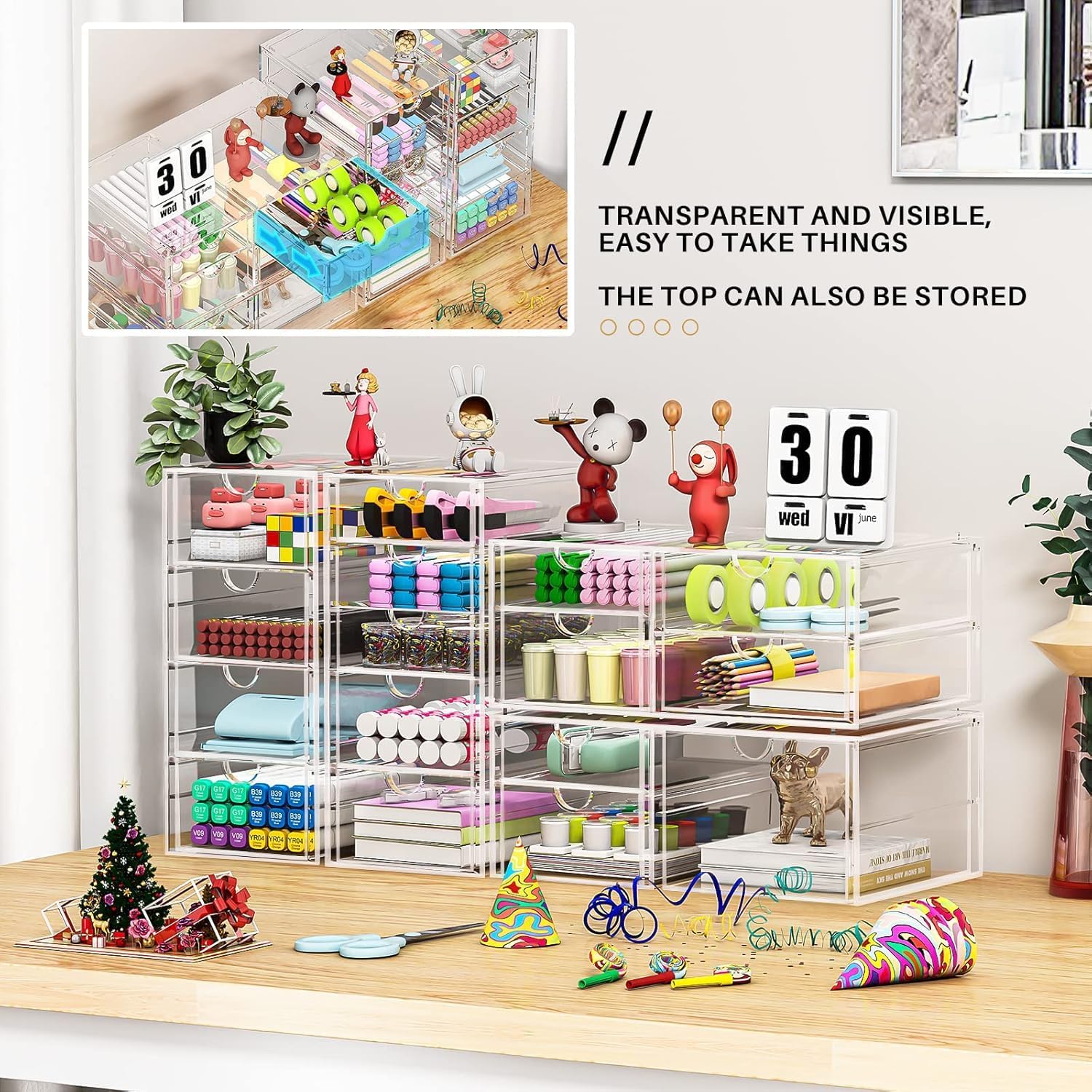 caktraie Acrylic16-Drawer Storage & Makeup Organizer for Desk - Image 6