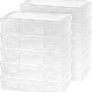 IRIS USA Clear Cases |Made in USA| Plastic Box Organizers (10-Pack)- Medium