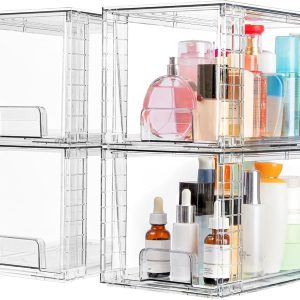Vtopmart 4 Pack Large Stackable Storage Drawers, Clear
